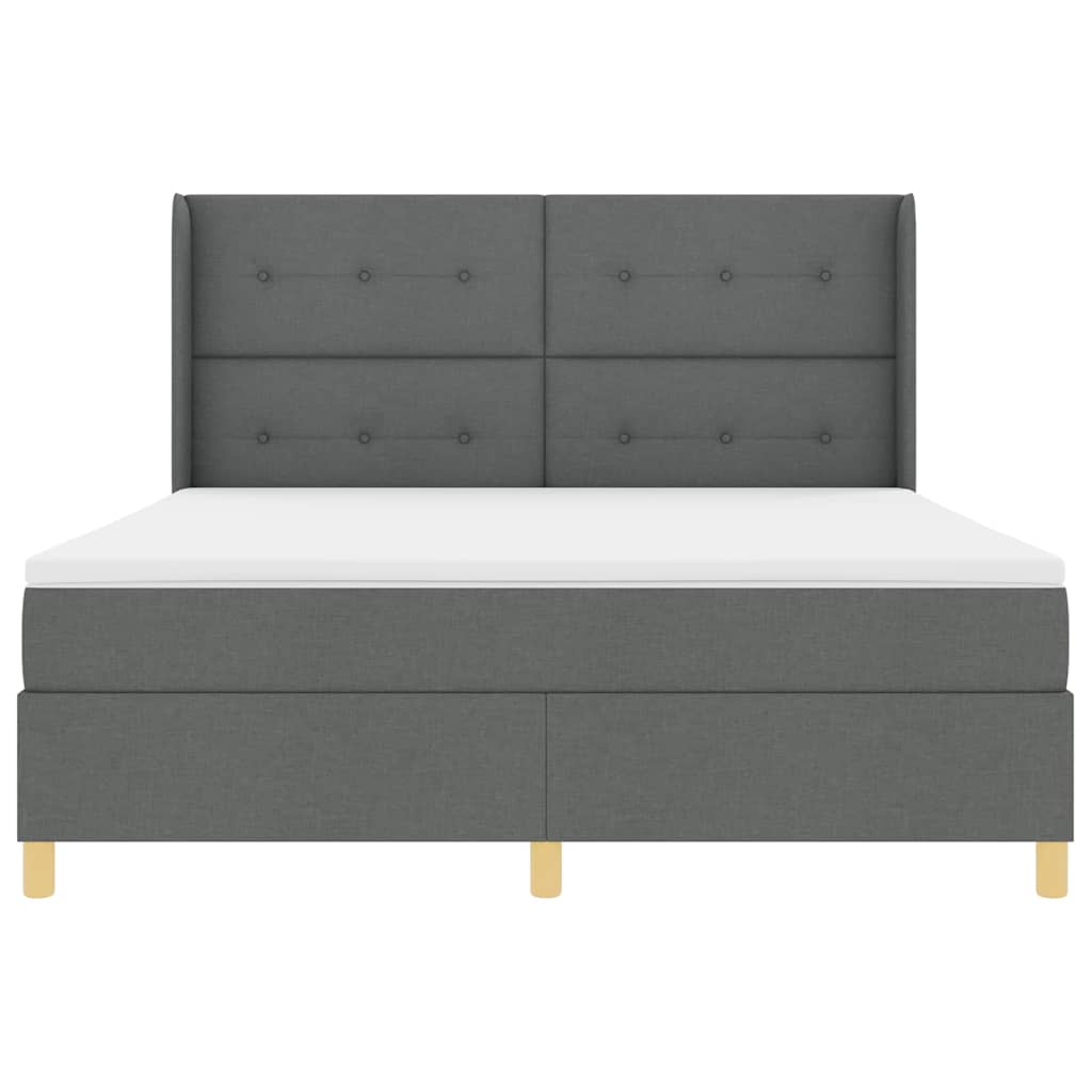 Box spring seng med LED-lysstrimler Grå 180 x 200 cm Stof