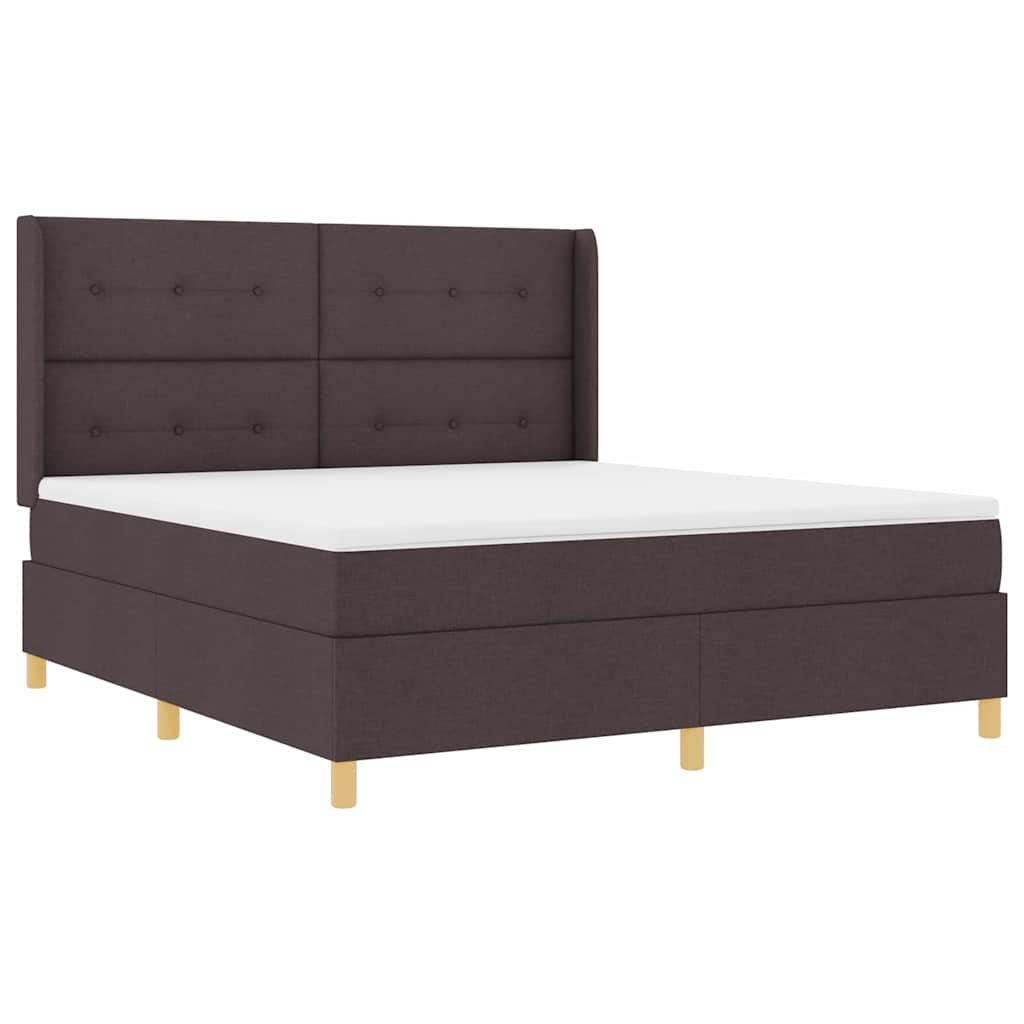 Box spring seng med LED-lysstrimler Brun 180 x 200 cm Stof