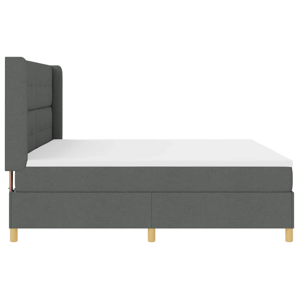 Box spring seng med LED-lysstrimler Grå 200 x 200 cm Stof