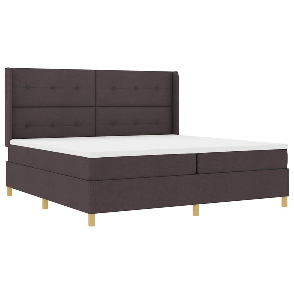 Box spring seng med LED-lysstrimler Brun 200 x 200 cm Stof