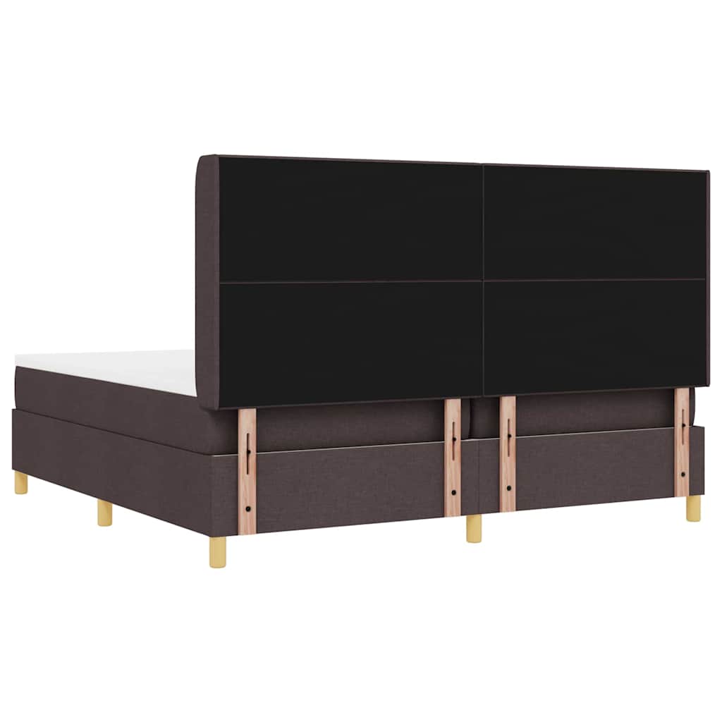 Box spring seng med LED-lysstrimler Brun 200 x 200 cm Stof