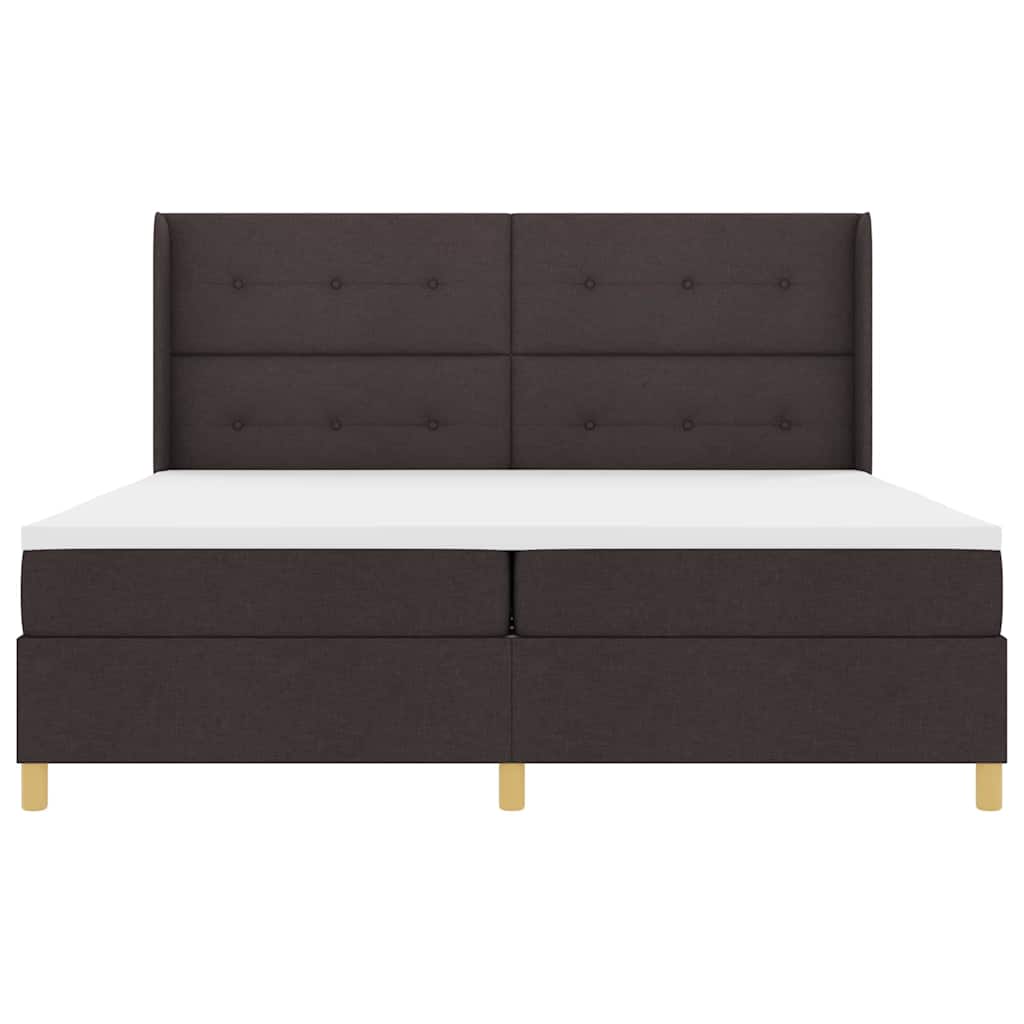 Box spring seng med LED-lysstrimler Brun 200 x 200 cm Stof