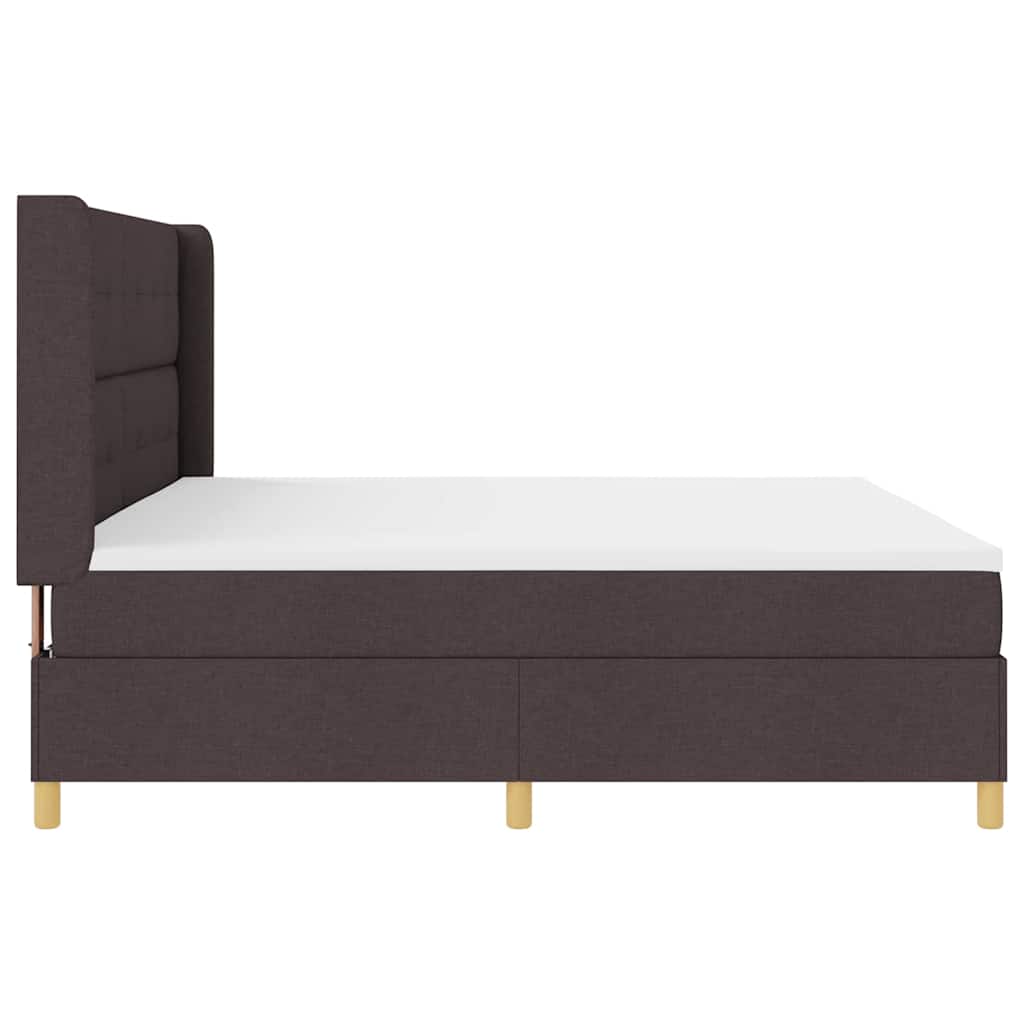 Box spring seng med LED-lysstrimler Brun 200 x 200 cm Stof
