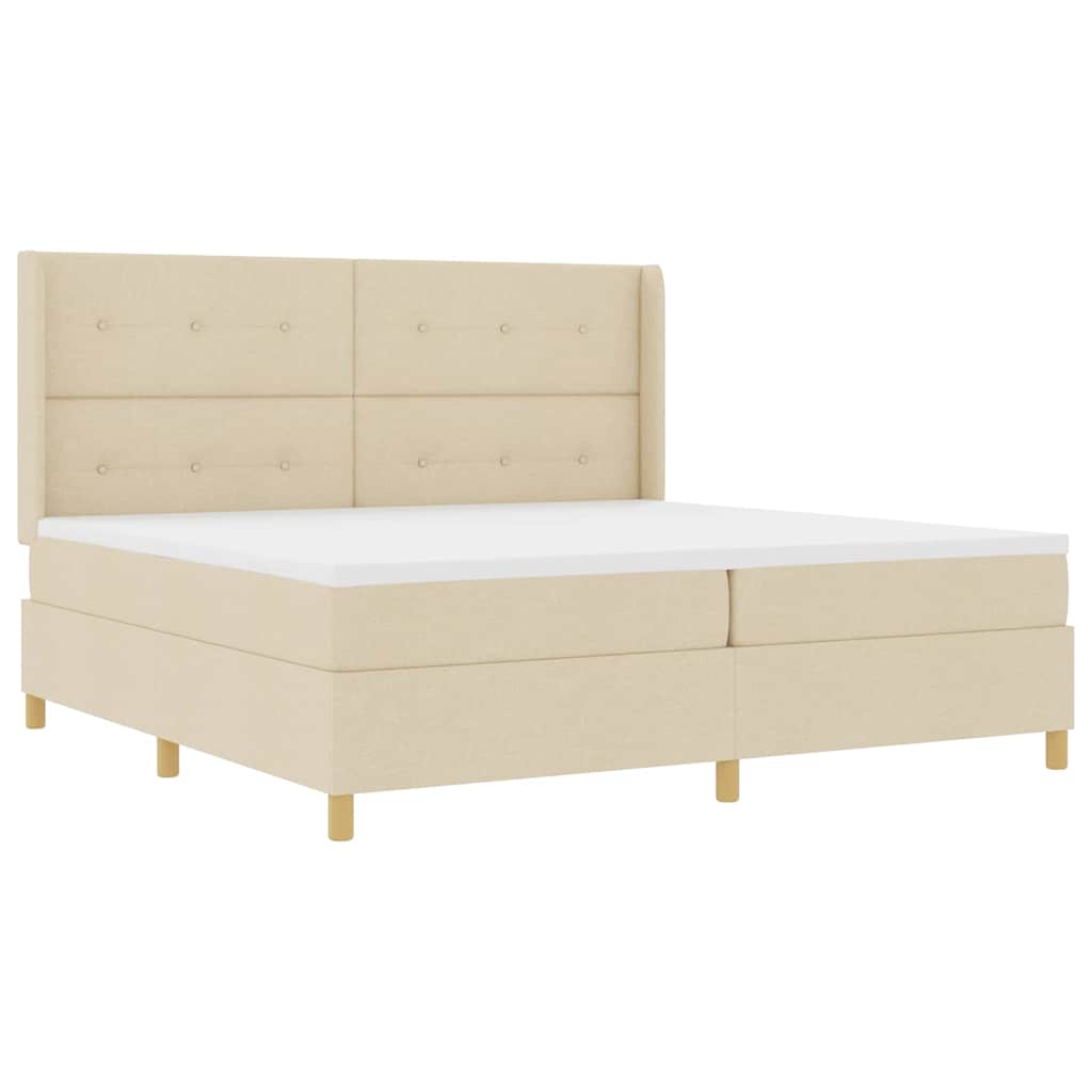 Box spring seng med LED-lysstrimler Creme 200 x 200 cm Stof