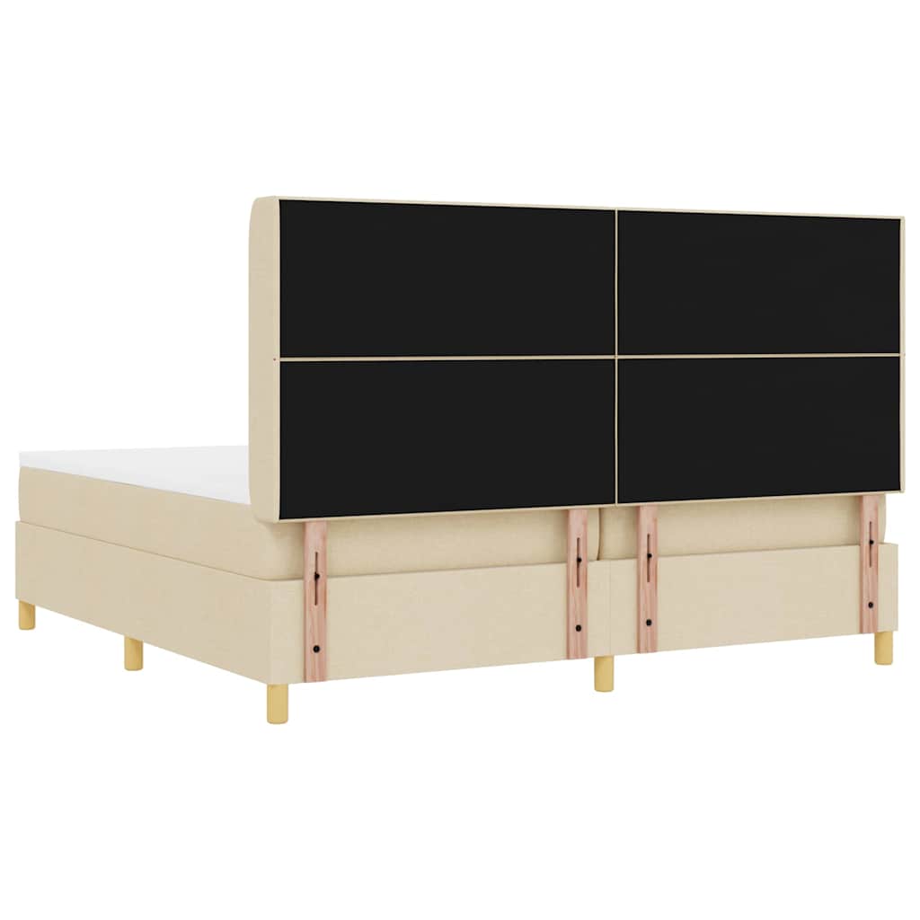 Box spring seng med LED-lysstrimler Creme 200 x 200 cm Stof