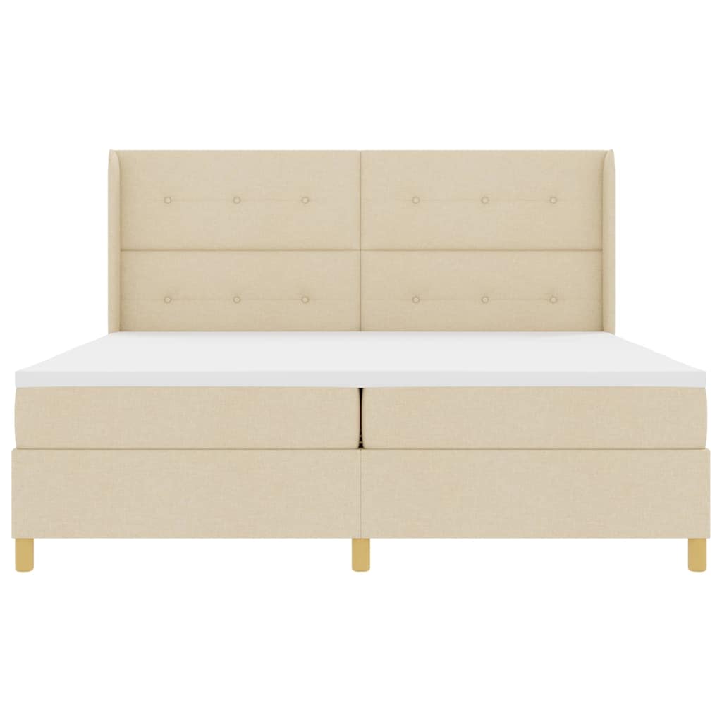Box spring seng med LED-lysstrimler Creme 200 x 200 cm Stof