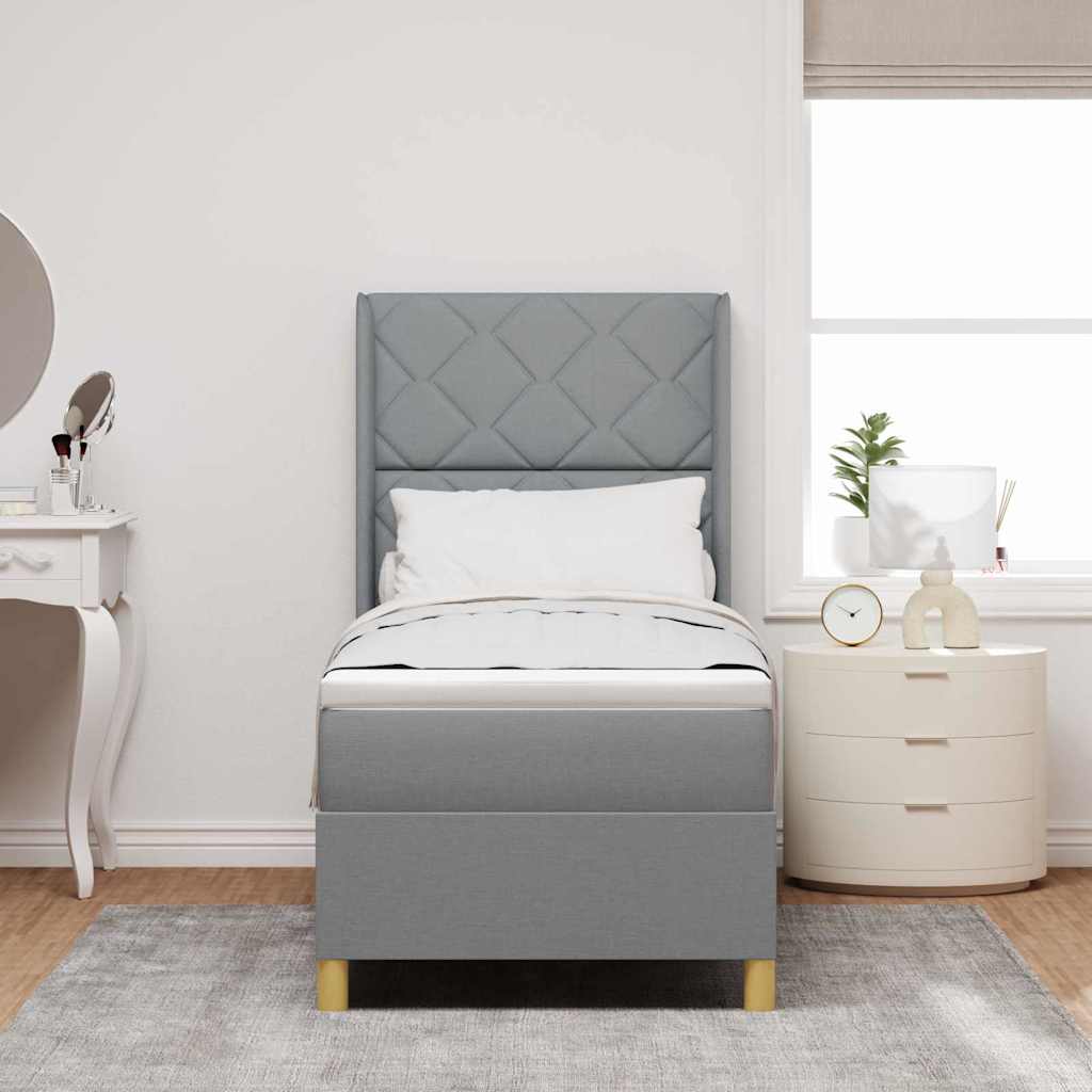 Box spring seng med LED-lysstrimler Lysegrå 80 x 200 cm Stof