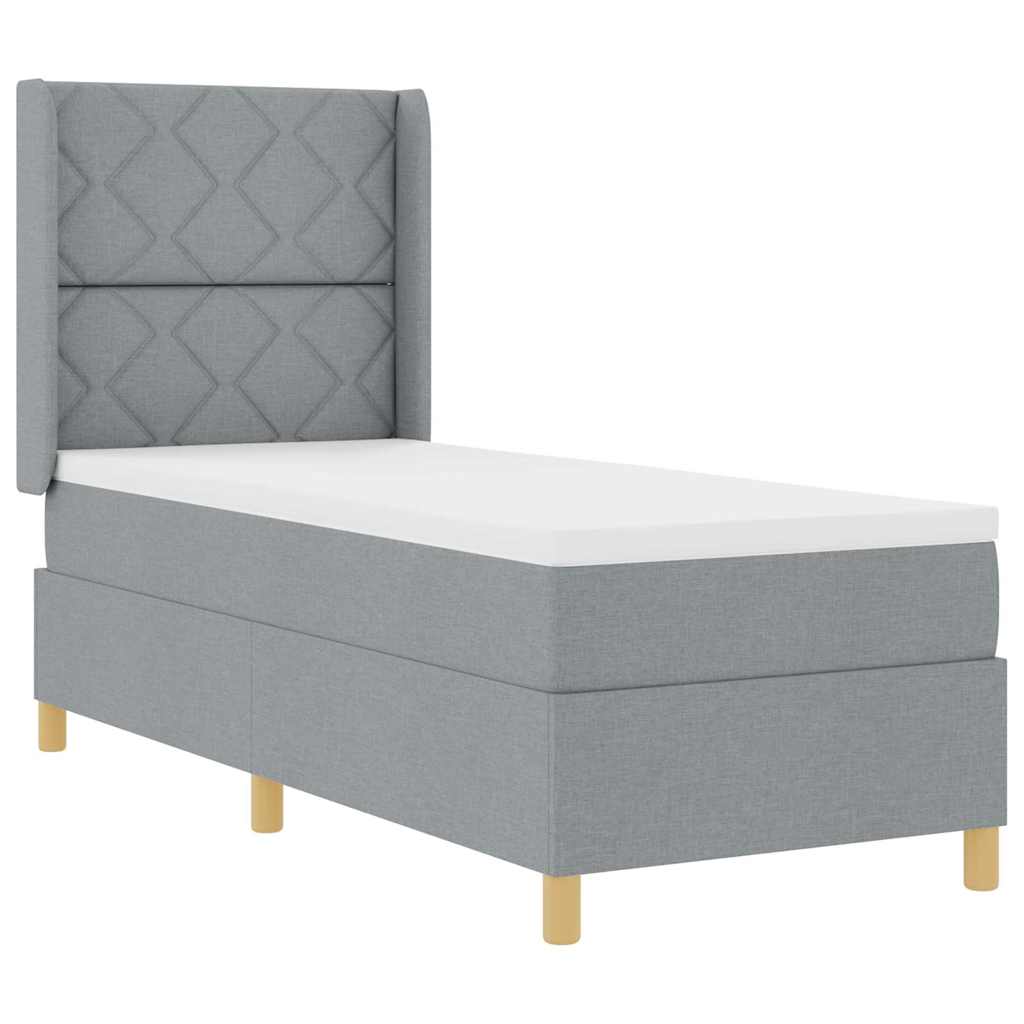 Box spring seng med LED-lysstrimler Lysegrå 80 x 200 cm Stof