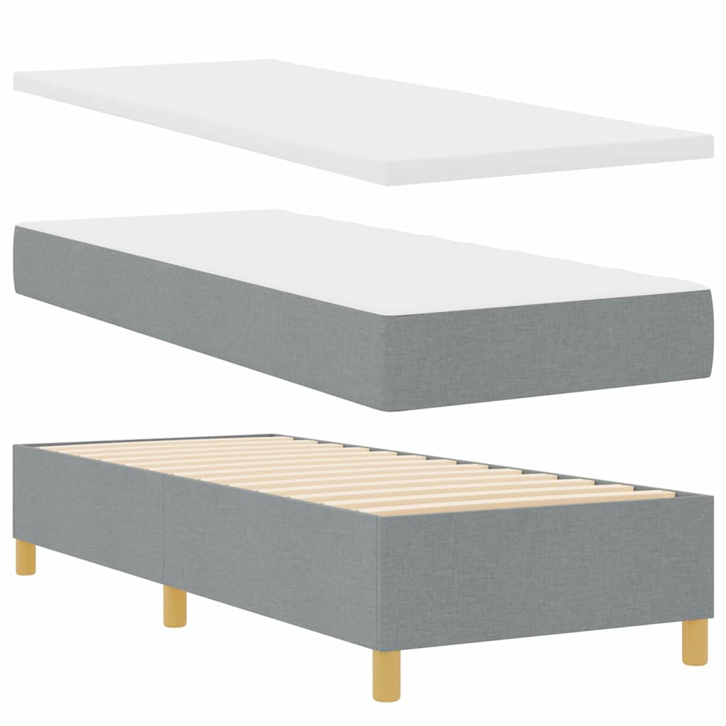 Box spring seng med LED-lysstrimler Lysegrå 80 x 200 cm Stof