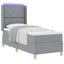 Box spring seng med LED-lysstrimler Lysegrå 80 x 200 cm Stof
