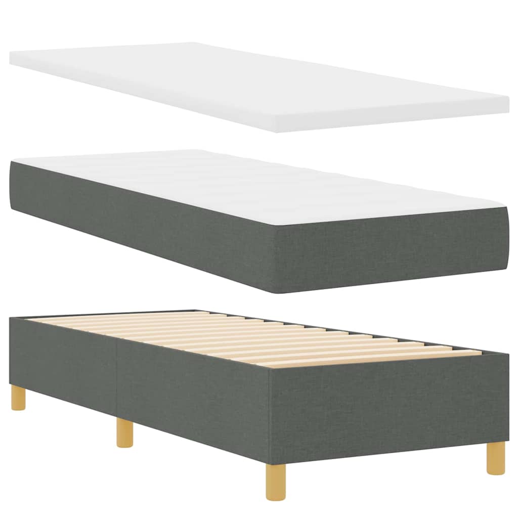 Box spring seng med LED-lysstrimler Grå 80 x 200 cm Stof