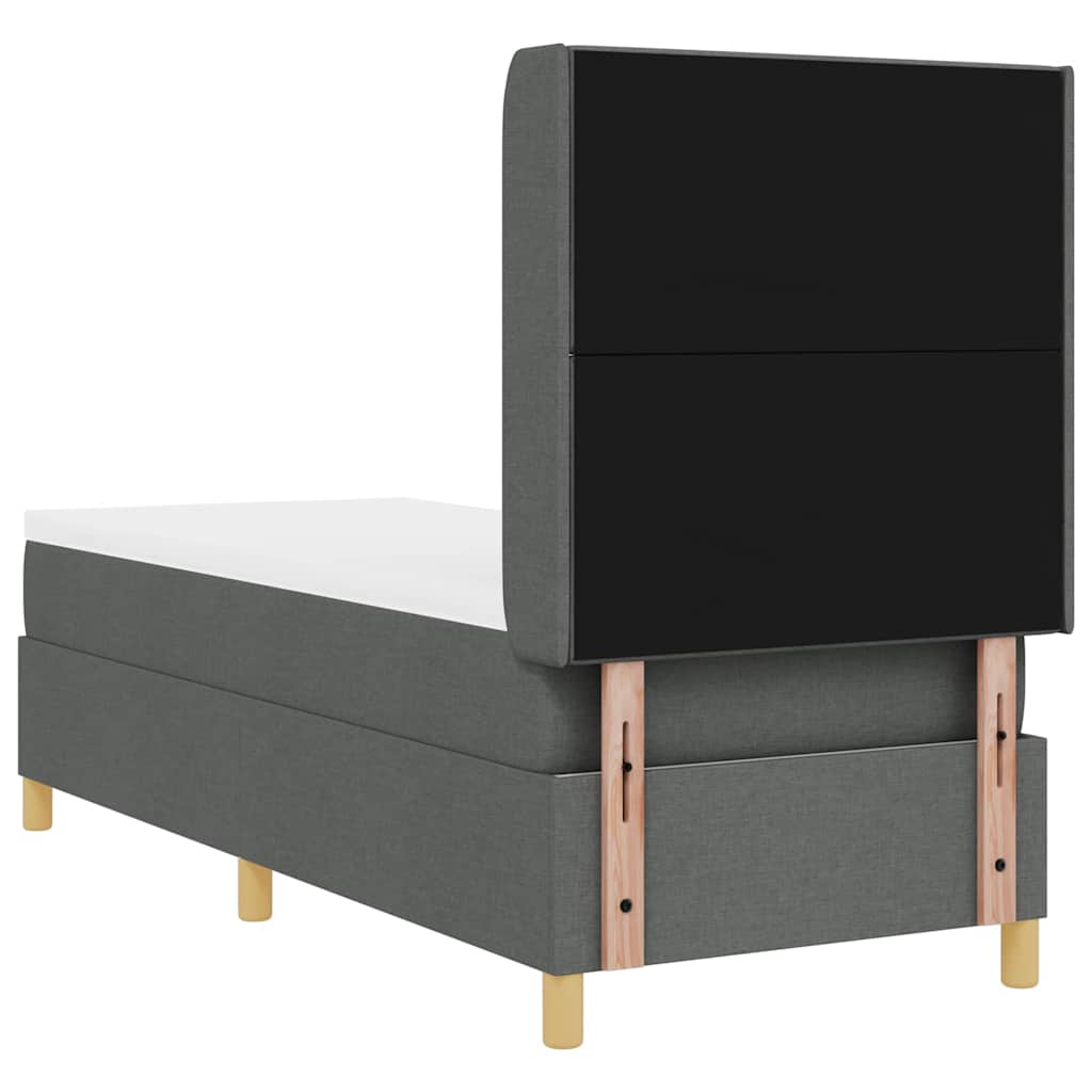 Box spring seng med LED-lysstrimler Grå 80 x 200 cm Stof