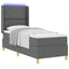 Box spring seng med LED-lysstrimler Grå 80 x 200 cm Stof
