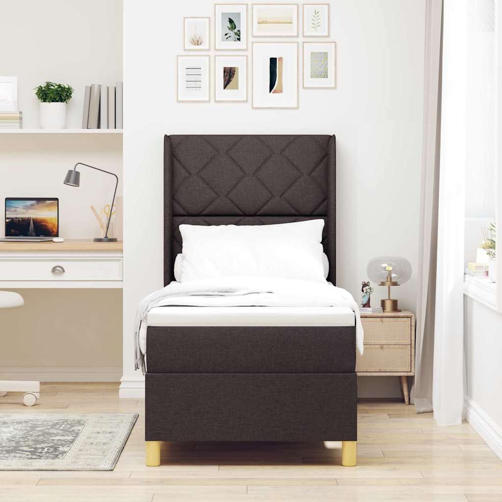 Box spring seng med LED-lysstrimler Brun 80 x 200 cm Stof