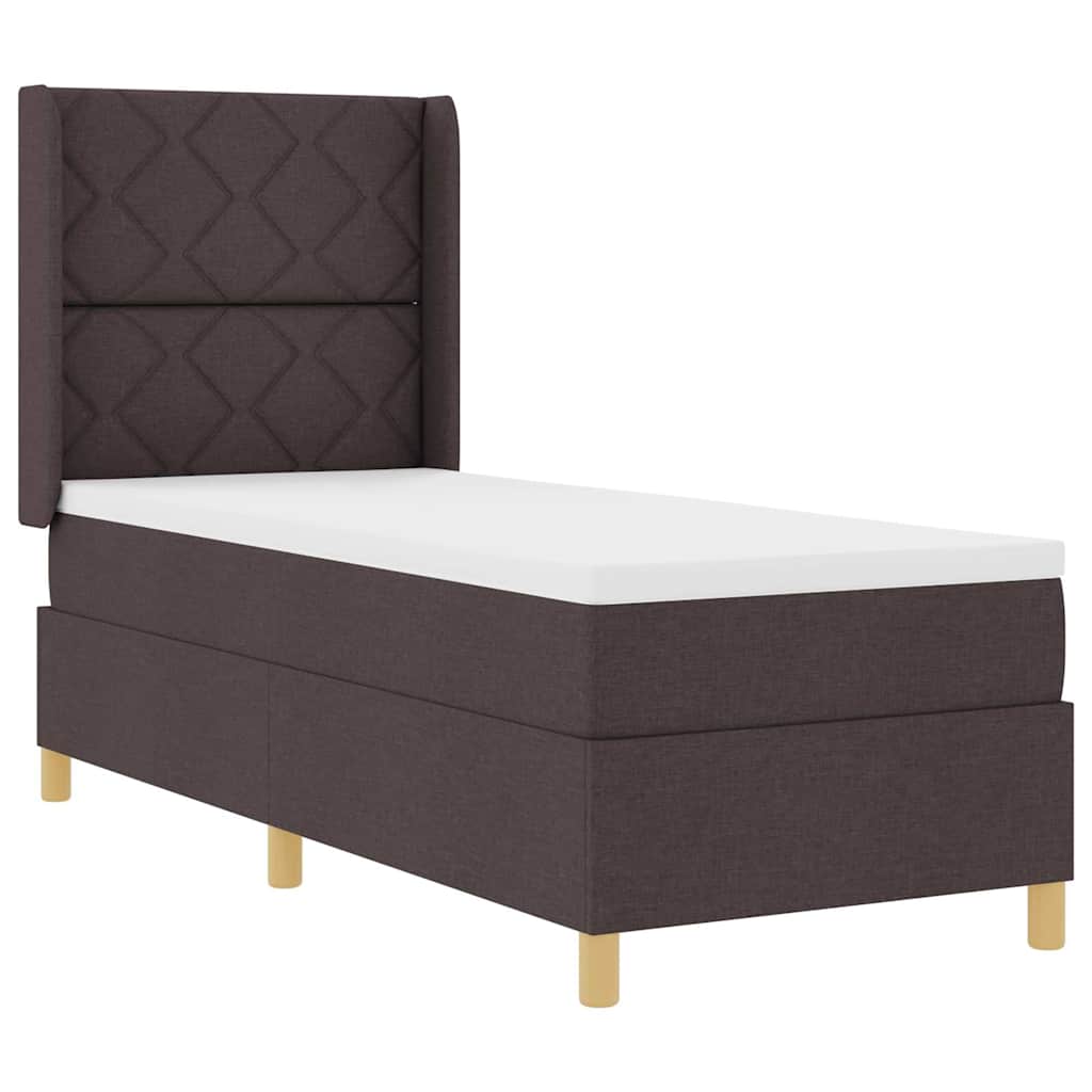 Box spring seng med LED-lysstrimler Brun 80 x 200 cm Stof