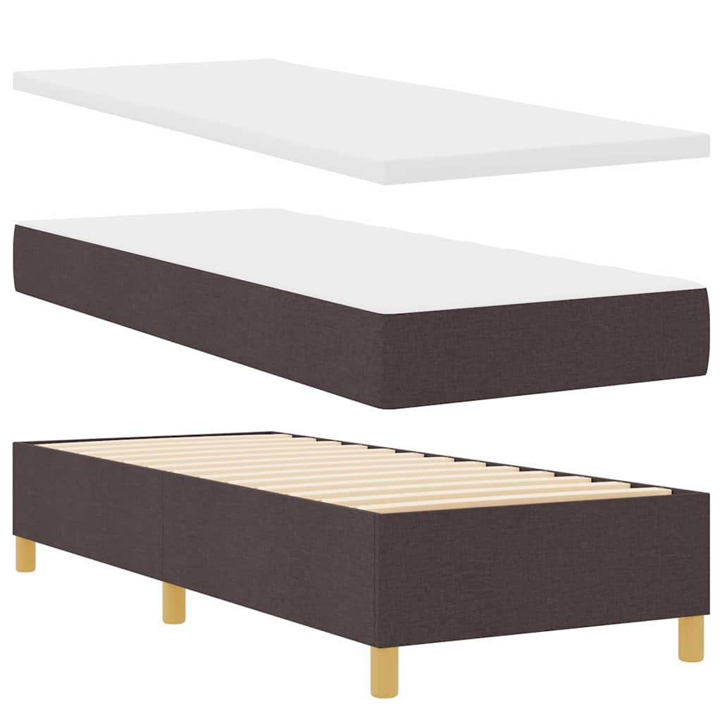 Box spring seng med LED-lysstrimler Brun 80 x 200 cm Stof