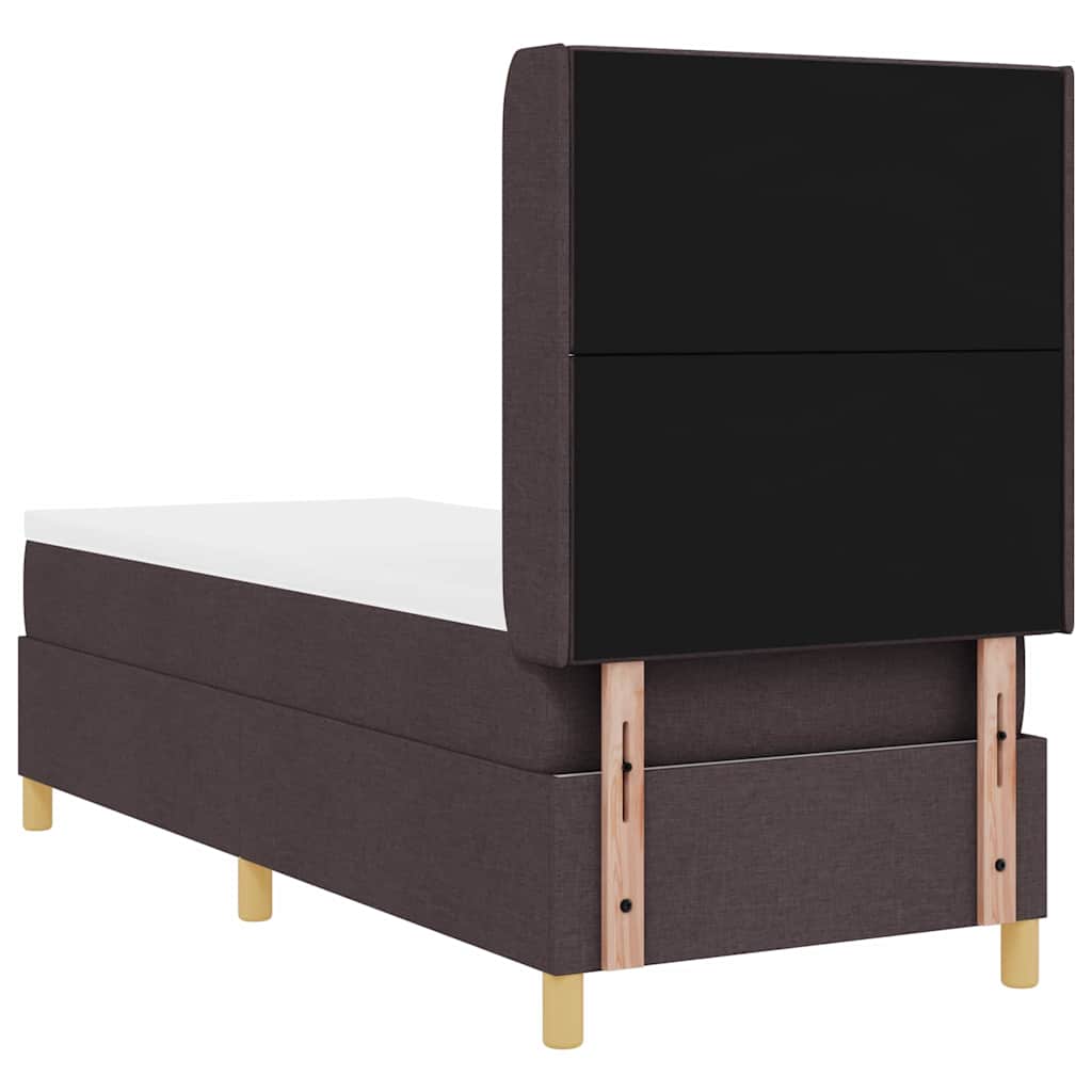 Box spring seng med LED-lysstrimler Brun 80 x 200 cm Stof