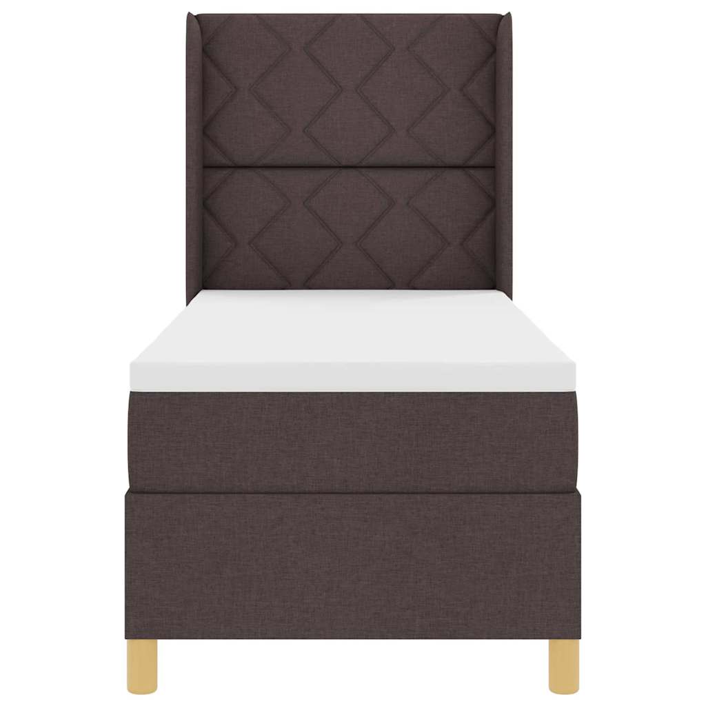 Box spring seng med LED-lysstrimler Brun 80 x 200 cm Stof
