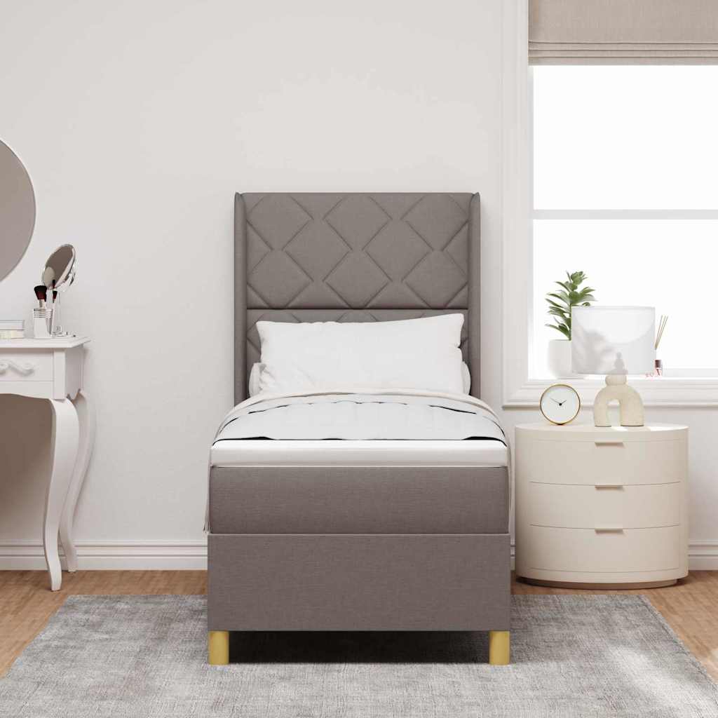 Box spring seng med LED-lysstrimler Gråbrun 80 x 200 cm Stof