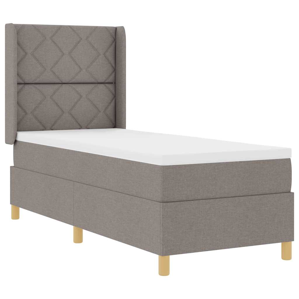 Box spring seng med LED-lysstrimler Gråbrun 80 x 200 cm Stof