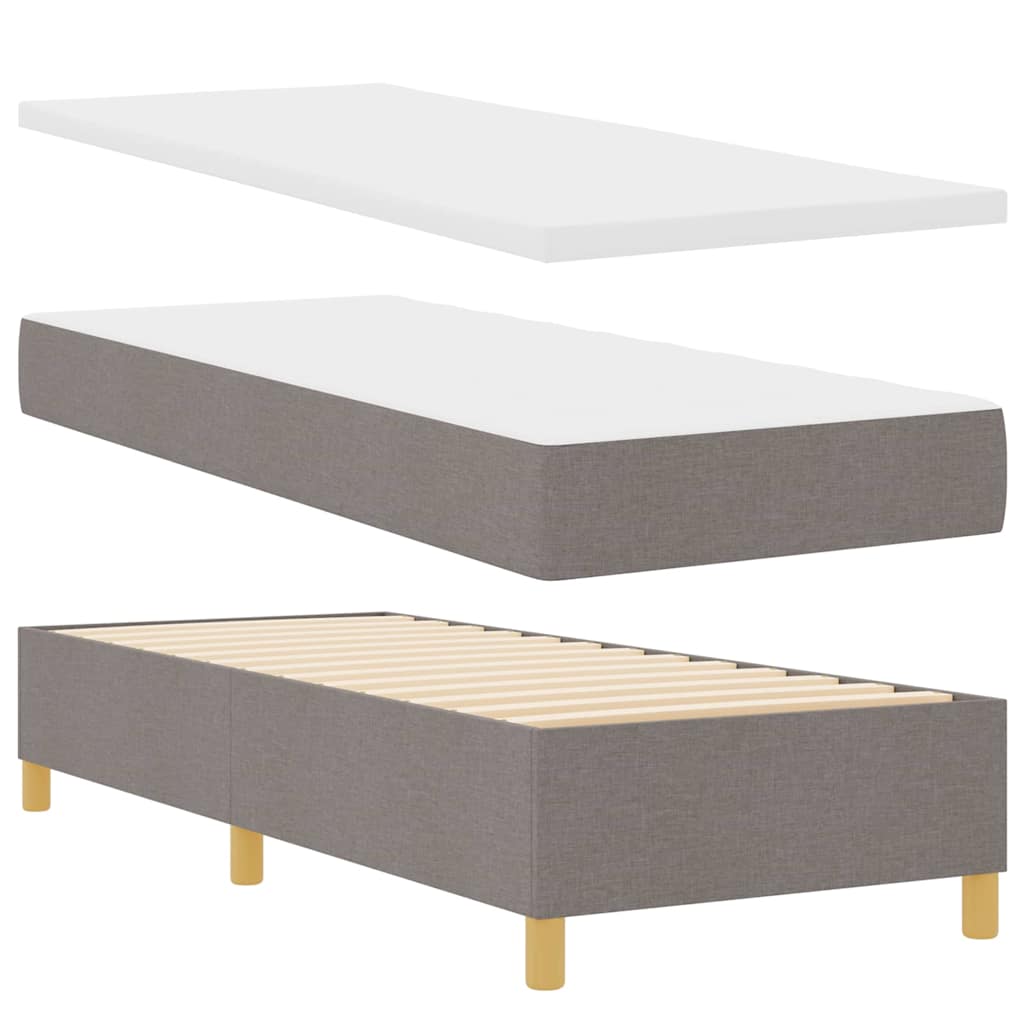 Box spring seng med LED-lysstrimler Gråbrun 80 x 200 cm Stof