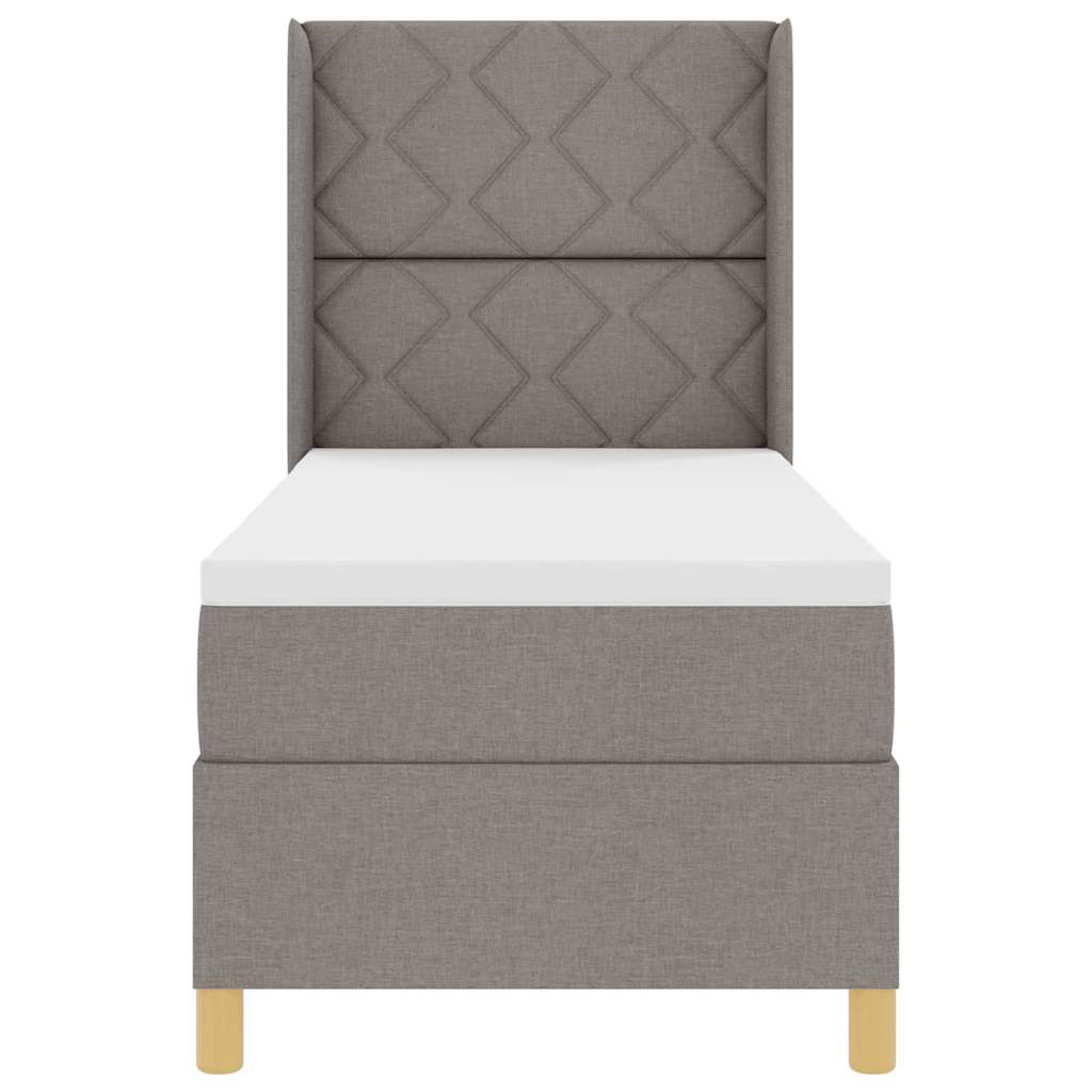 Box spring seng med LED-lysstrimler Gråbrun 80 x 200 cm Stof