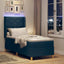 Box spring seng med LED-lysstrimler Blå 80 x 200 cm Stof