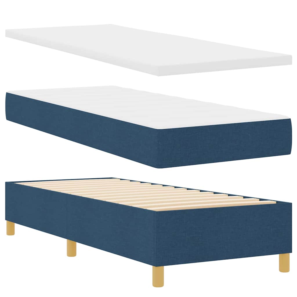 Box spring seng med LED-lysstrimler Blå 80 x 200 cm Stof