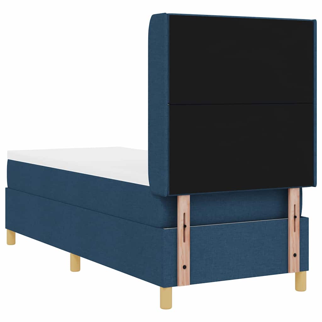 Box spring seng med LED-lysstrimler Blå 80 x 200 cm Stof