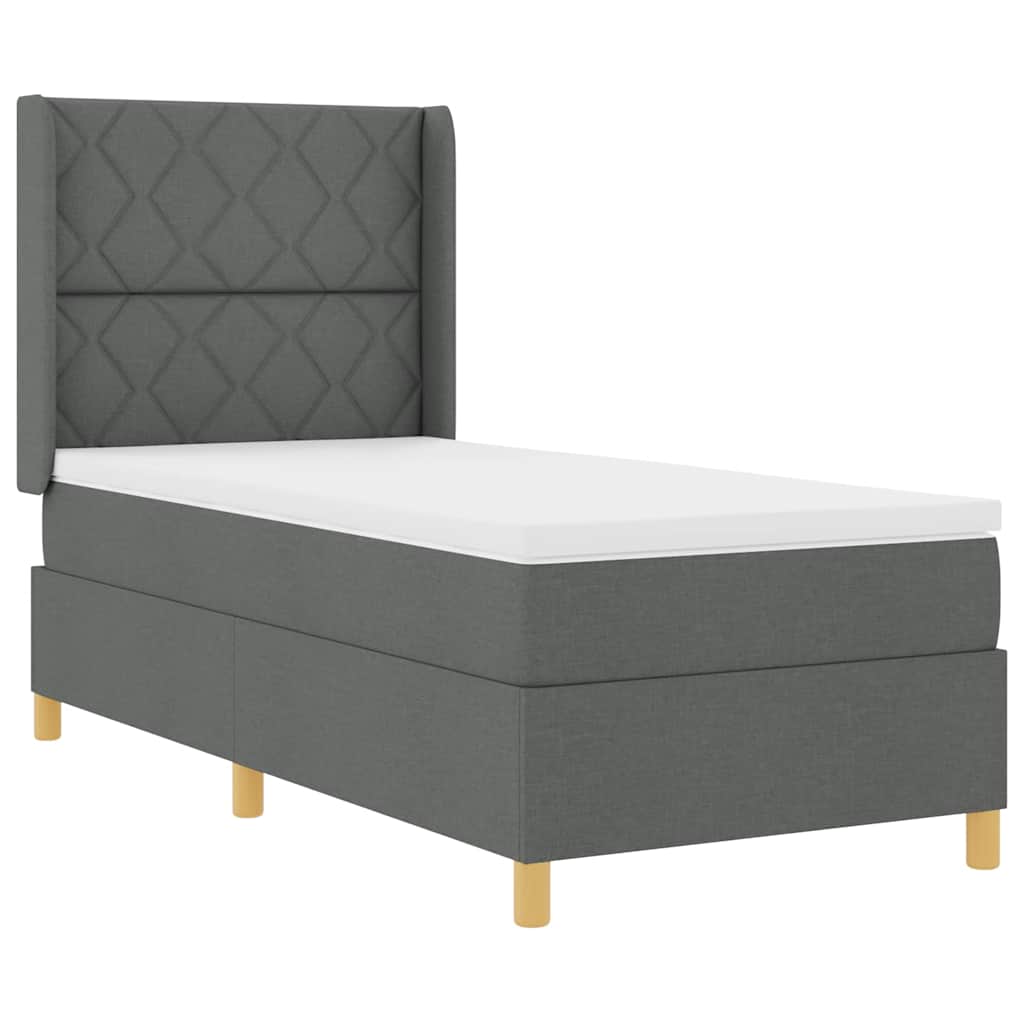 Box spring seng med LED-lysstrimler Grå 90 x 190 cm Stof