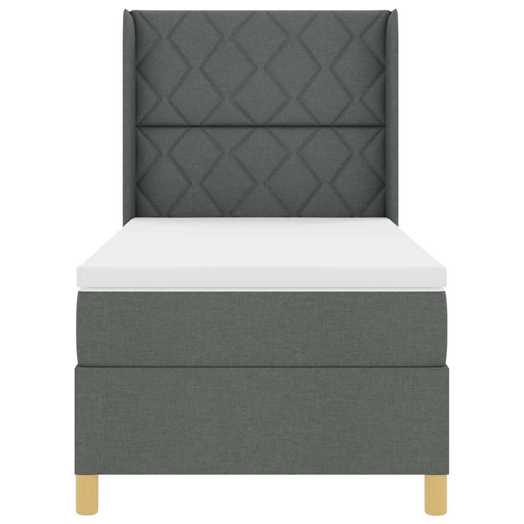 Box spring seng med LED-lysstrimler Grå 90 x 190 cm Stof