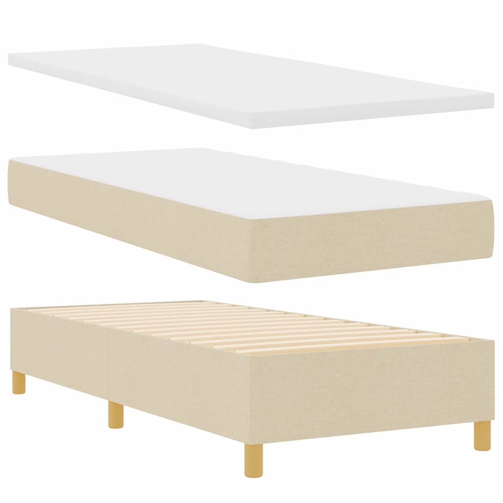 Box spring seng med LED-lysstrimler Creme 90 x 190 cm Stof