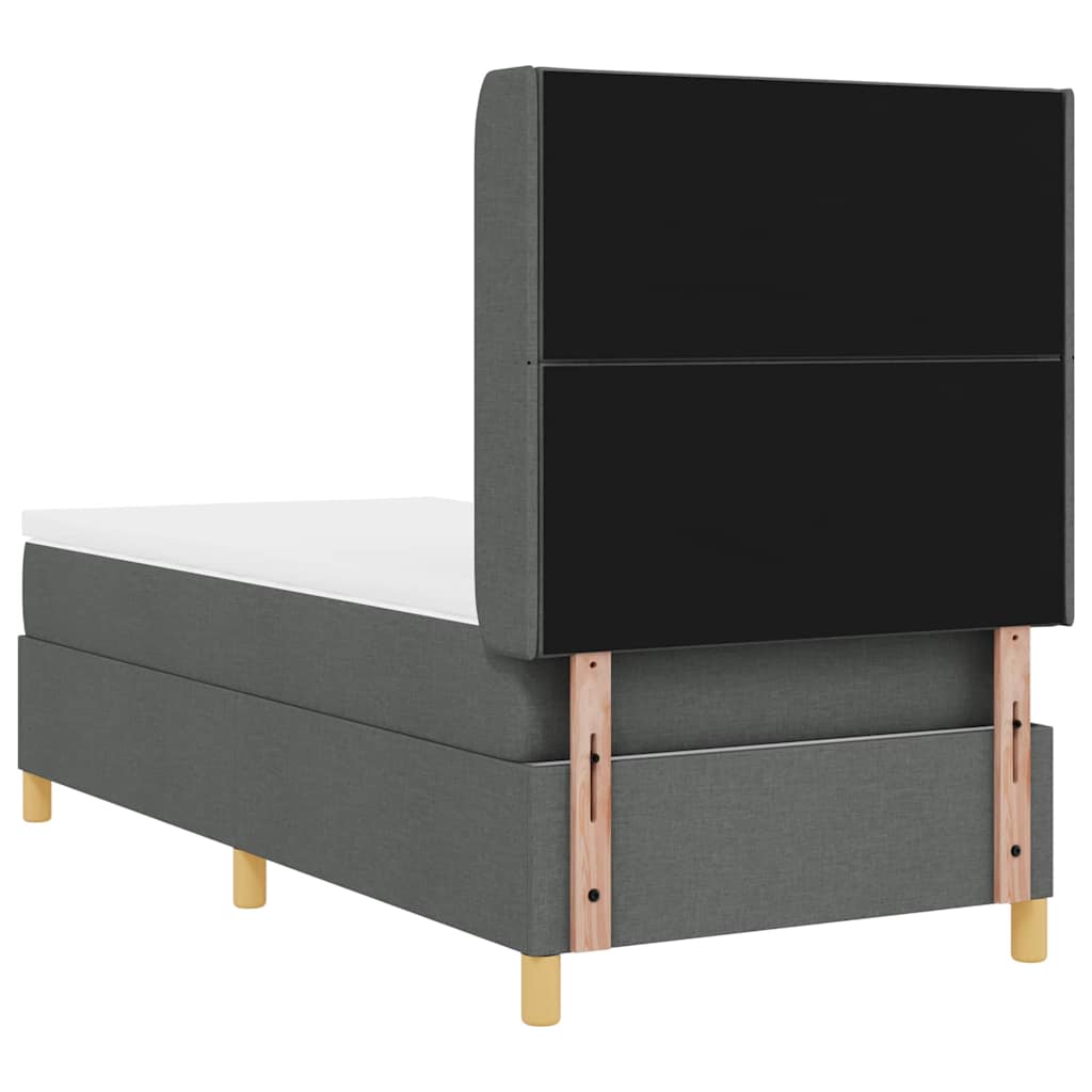 Box spring seng med LED-lysstrimler Grå 90 x 200 cm Stof