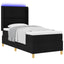 Box spring seng med LED-lysstrimler Sort 90 x 200 cm Stof