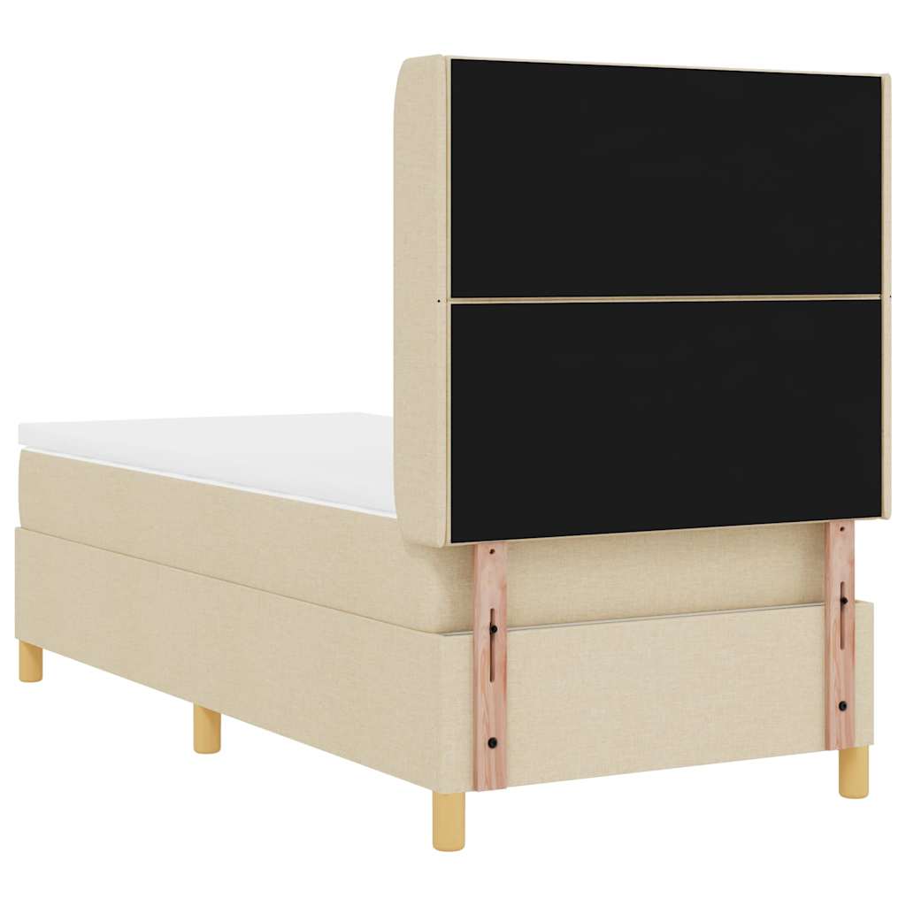 Box spring seng med LED-lysstrimler Creme 90 x 200 cm Stof