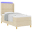 Box spring seng med LED-lysstrimler Creme 90 x 200 cm Stof