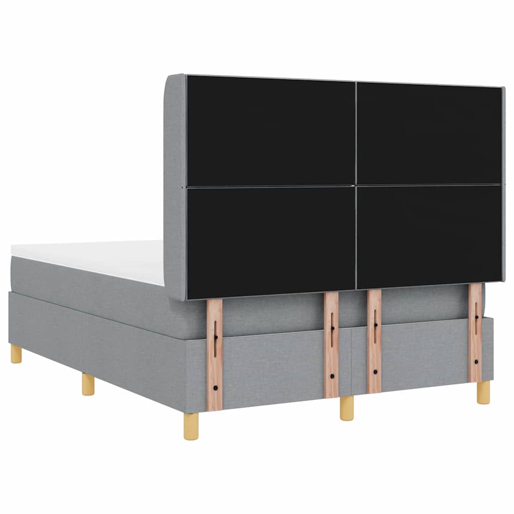 Box spring seng med LED-lysstrimler Lysegrå 140 x 190 cm Stof