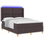 Box spring seng med LED-lysstrimler Brun 140 x 190 cm Stof
