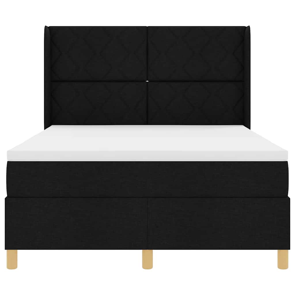 Box spring seng med LED-lysstrimler Sort 140 x 200 cm Stof