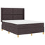Box spring seng med LED-lysstrimler Brun 140 x 200 cm Stof