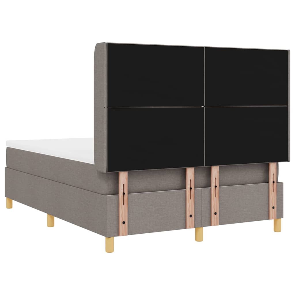 Box spring seng med LED-lysstrimler Gråbrun 140 x 200 cm Stof