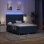 Box spring seng med LED-lysstrimler Blå 140 x 200 cm Stof