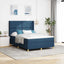Box spring seng med LED-lysstrimler Blå 140 x 200 cm Stof