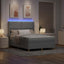 Box spring seng med LED-lysstrimler Lysegrå 160 x 200 cm Stof
