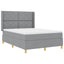 Box spring seng med LED-lysstrimler Lysegrå 160 x 200 cm Stof