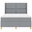 Box spring seng med LED-lysstrimler Lysegrå 160 x 200 cm Stof