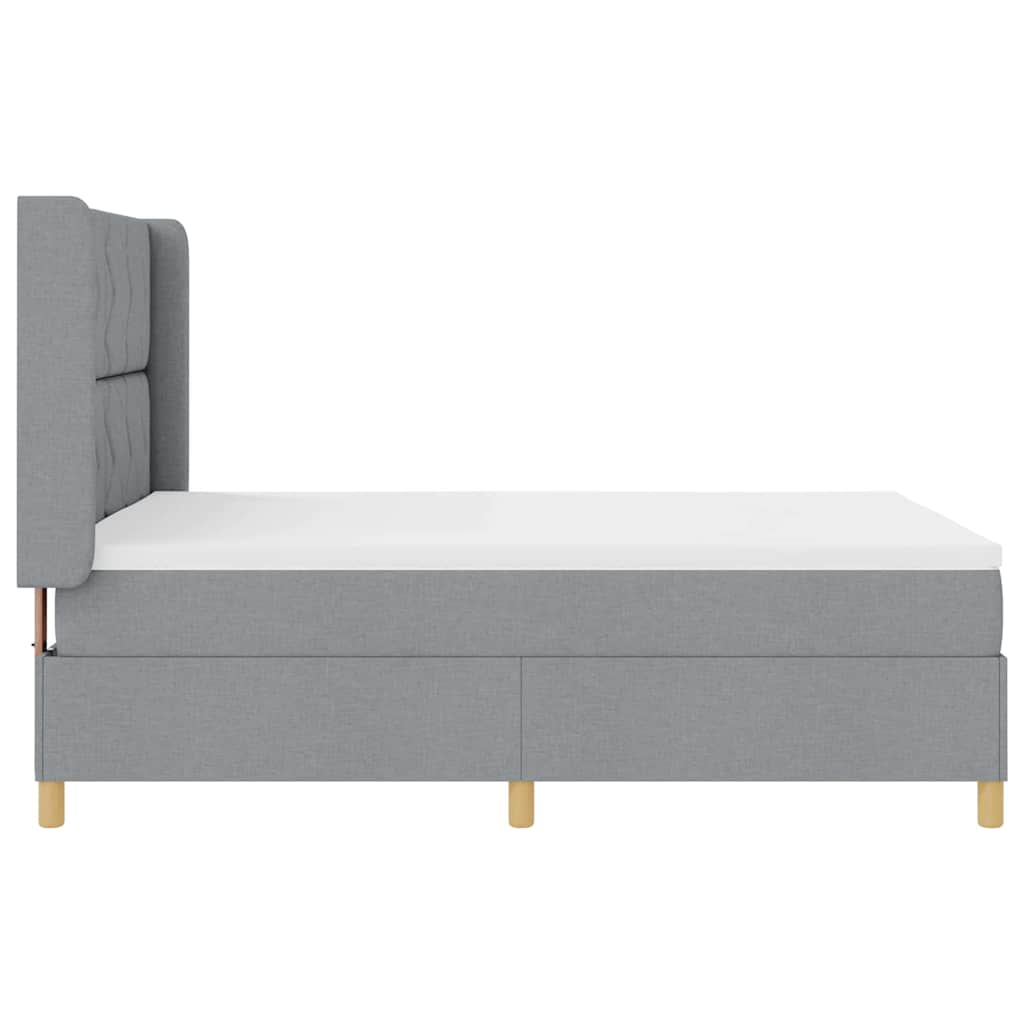 Box spring seng med LED-lysstrimler Lysegrå 160 x 200 cm Stof