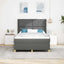 Box spring seng med LED-lysstrimler Grå 160 x 200 cm Stof