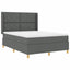 Box spring seng med LED-lysstrimler Grå 160 x 200 cm Stof