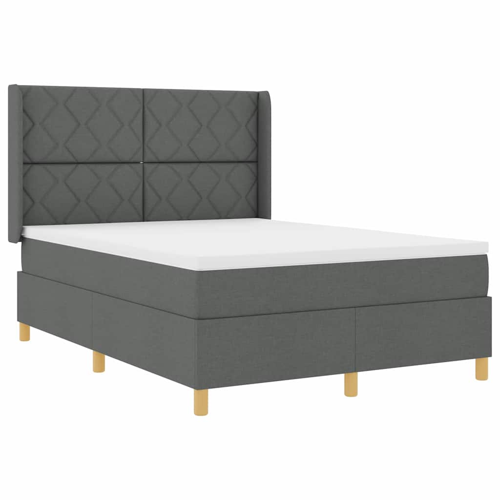 Box spring seng med LED-lysstrimler Grå 160 x 200 cm Stof